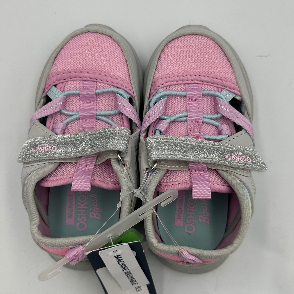 OshKosh B'gosh Toddler Sneakers Sandal Shoes Pink Rainbow Sz 7 M Glitter Easy-on - Picture 8 of 12